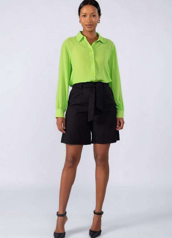 Lamis - Camisa Crepe Social Lisa Basica Verde