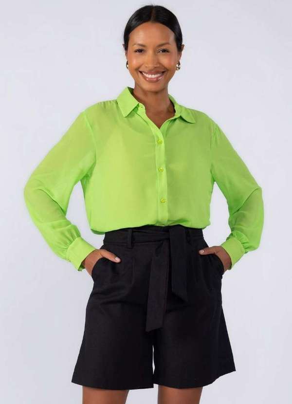 Lamis - Camisa Crepe Social Lisa Basica Verde 2