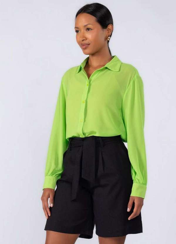 Lamis - Camisa Crepe Social Lisa Basica Verde