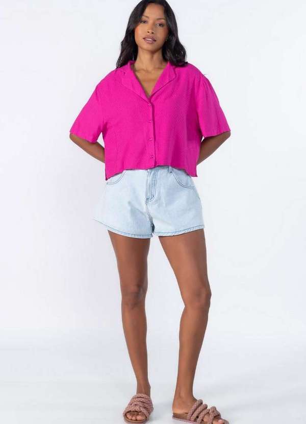 Lamis - Camisa Cropped com Botoes Rosa Fucsia 2