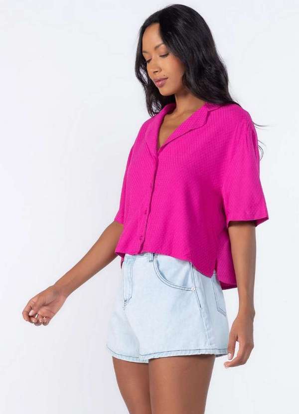 Lamis - Camisa Cropped com Botoes Rosa Fucsia 3