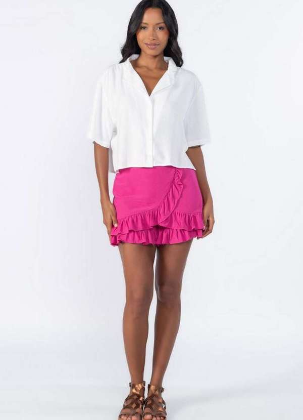 Lamis - Camisa Cropped com Botoes Off White