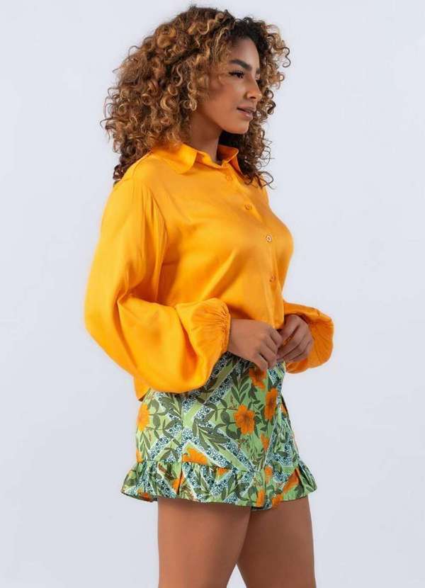 Lamis - Camisa Cropped em Viscose com Elastico Laranja 3