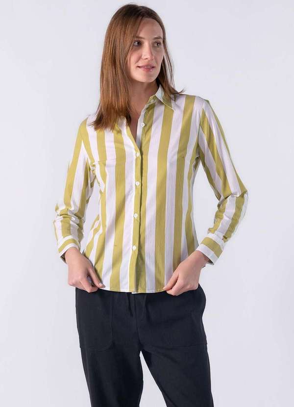 Lamis - Camisa de Manga Longa com Listra Larga Verde 2