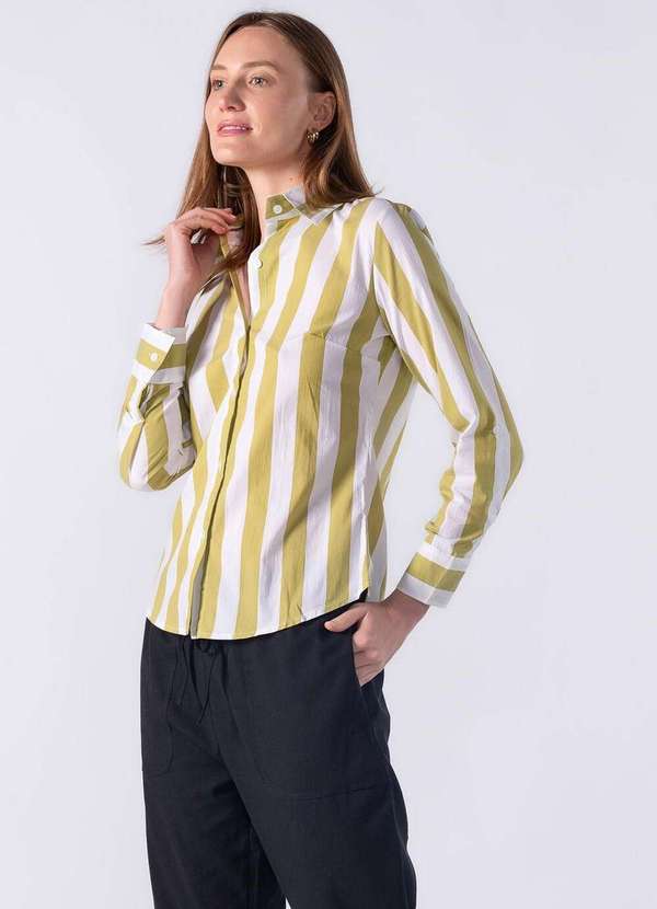 Lamis - Camisa de Manga Longa com Listra Larga Verde 3