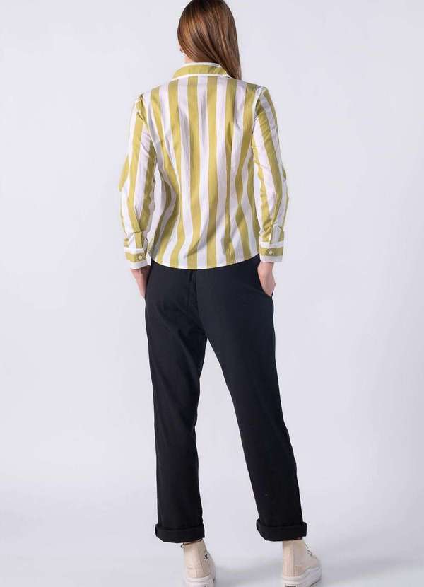 Lamis - Camisa de Manga Longa com Listra Larga Verde 4