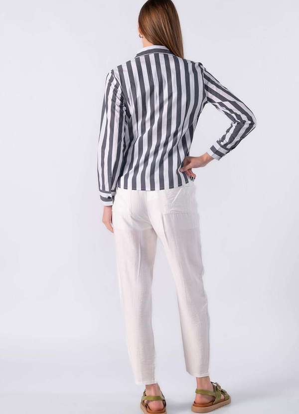 Lamis - Camisa de Manga Longa com Listra Larga Preto 4