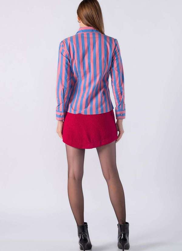 Lamis - Camisa de Manga Longa Gola Tradicional e Listra Larga Pink 4