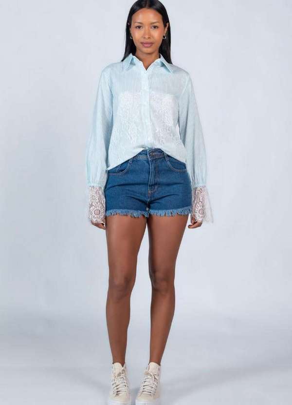 Lamis - Camisa em Algodao Renda Azul