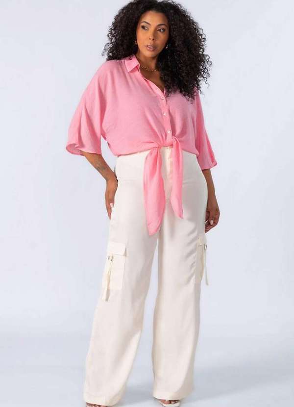 Lamis - Camisa em Viscose de Amarracao Rosa