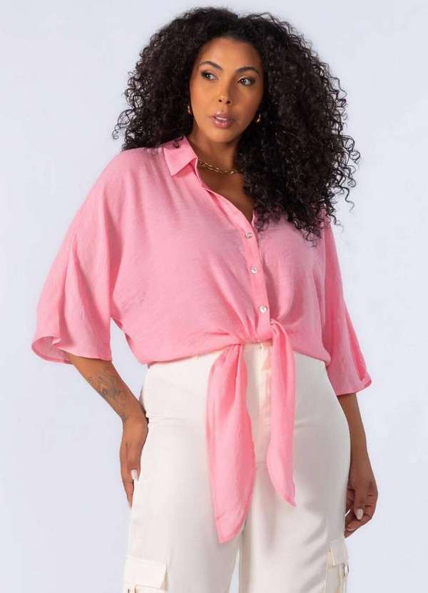 Lamis - Camisa em Viscose de Amarracao Rosa 2