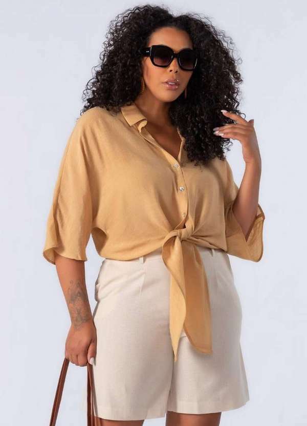Lamis - Camisa em Viscose de Amarracao Bege