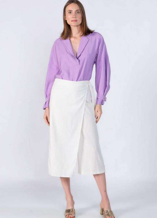 Lamis - Camisa em Viscose Detalhe Punho Lilas