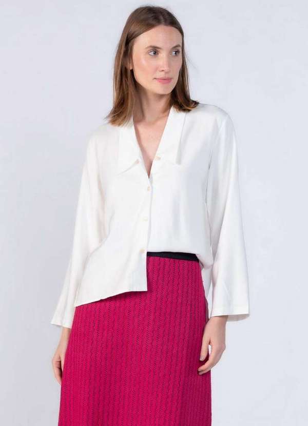 Lamis - Camisa em Viscose Gola Maxi Branco