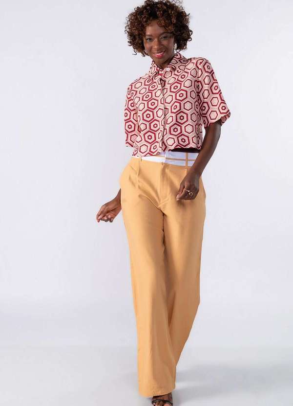 Lamis - Camisa Estampada Manga Curta Rosa 2