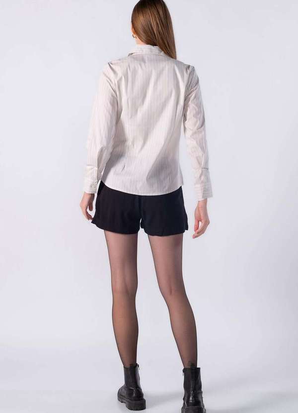 Lamis - Camisa Listra Dupla Detalhe na Manga Bege 4