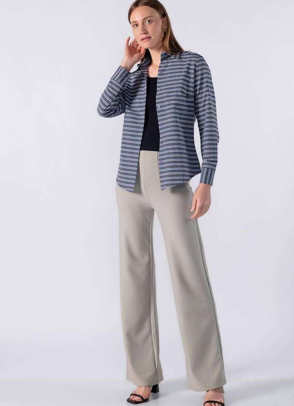 Lamis - Camisa Listra Horizontal Colorida Fundo Grafite Azul 2