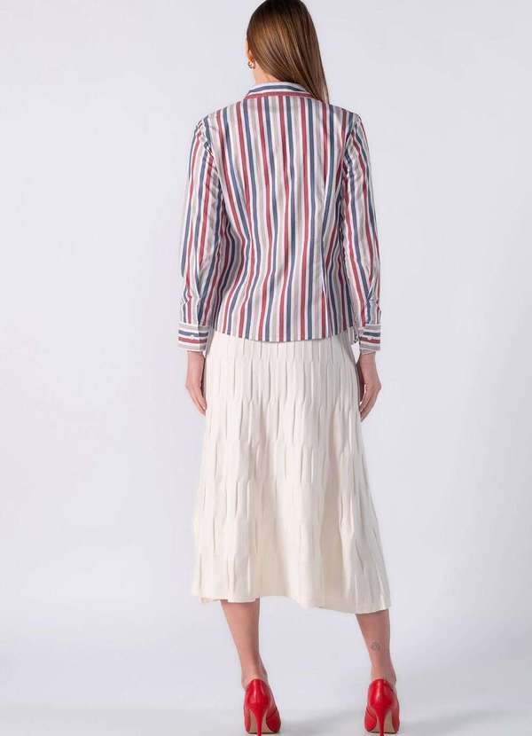 Lamis - Camisa Listrada e Fechamento Frontal Por Botões Vermelho 4