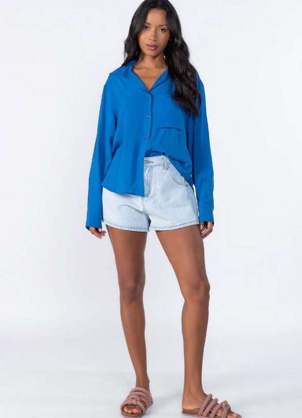 Lamis - Camisa Manga Longa com Bolso Azul