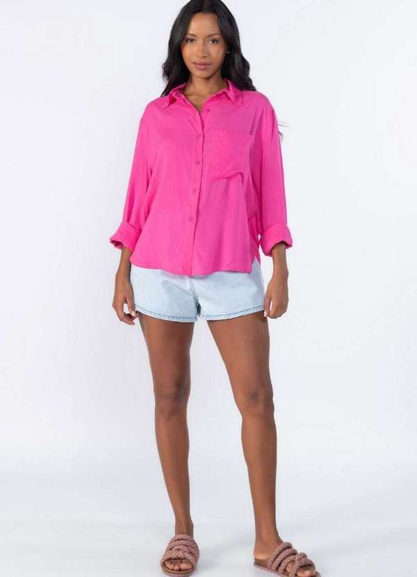 Lamis - Camisa Manga Longa com Bolso Rosa