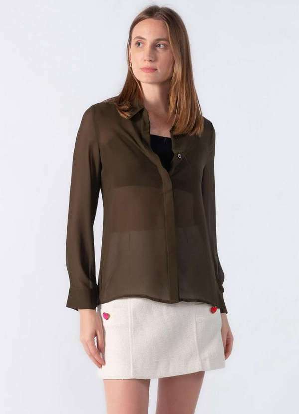 Lamis - Camisa Manga Longa em Poliester Verde Musgo