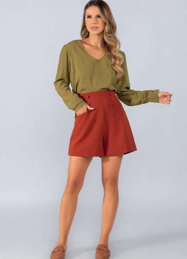 Lamis - Camisa Manga Longa Ziper Frente Verde