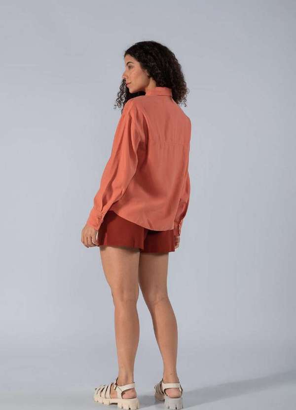 Lamis - Camisa Oversize em Viscose e Botao Frontal Laranja 4