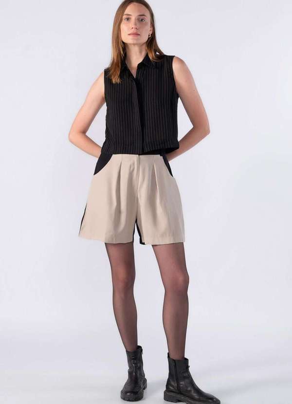 Lamis - Camisa Regata Curta Risca de Giz Preto 2