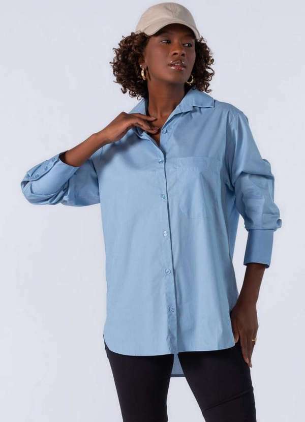 Lamis - Camisa Social Basica com Bolso Azul
