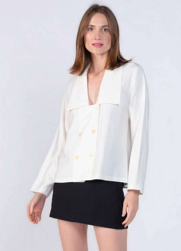 Lamis - Camisa Viscose Gola Longa e Botoes Branco 2