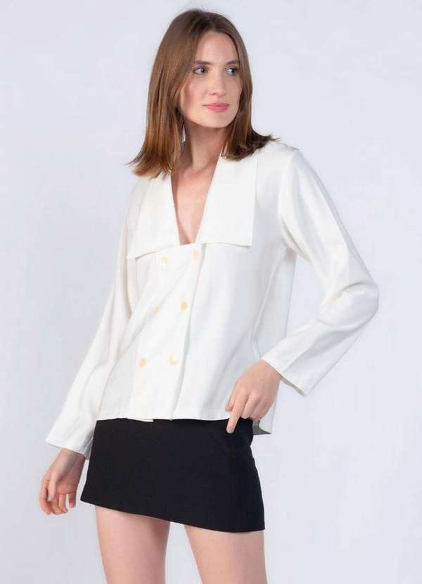 Lamis - Camisa Viscose Gola Longa e Botoes Branco 3