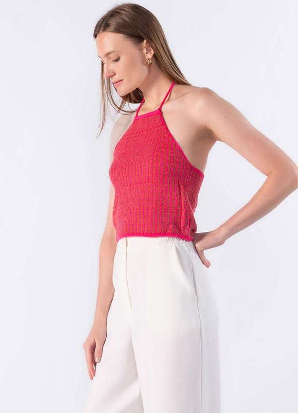 Lamis - Casaco e Top Bicolor de Tricot Pink