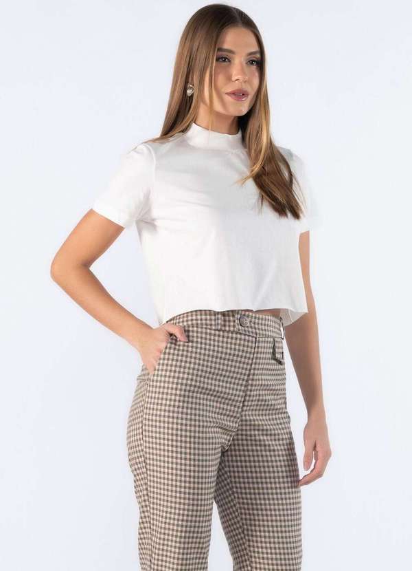 Lamis - Cropped Basica Gola Media Detalhe Canelado Off White 3