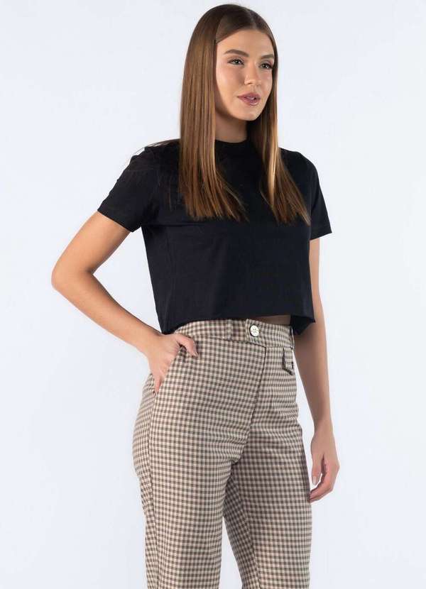 Lamis - Cropped Basica Gola Media Detalhe Canelado Preto 3