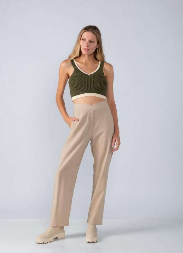 Lamis - Cropped em Tricot Bicolor Verde