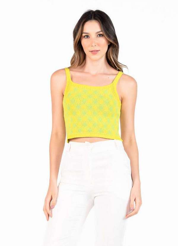 Lamis - Cropped em Tricot Decote Reto Verde