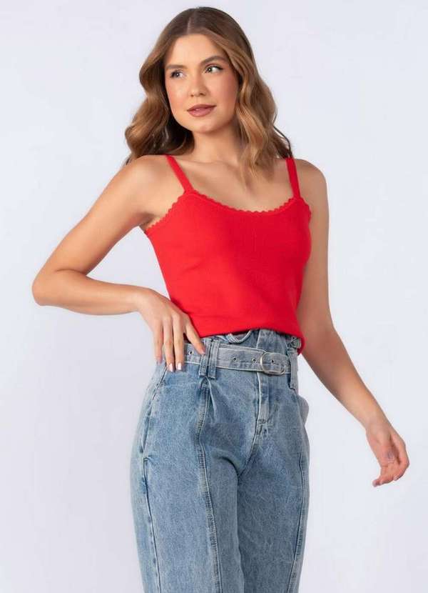 Lamis - Cropped em Viscose Detalhe Ondinhas Vermelho 3
