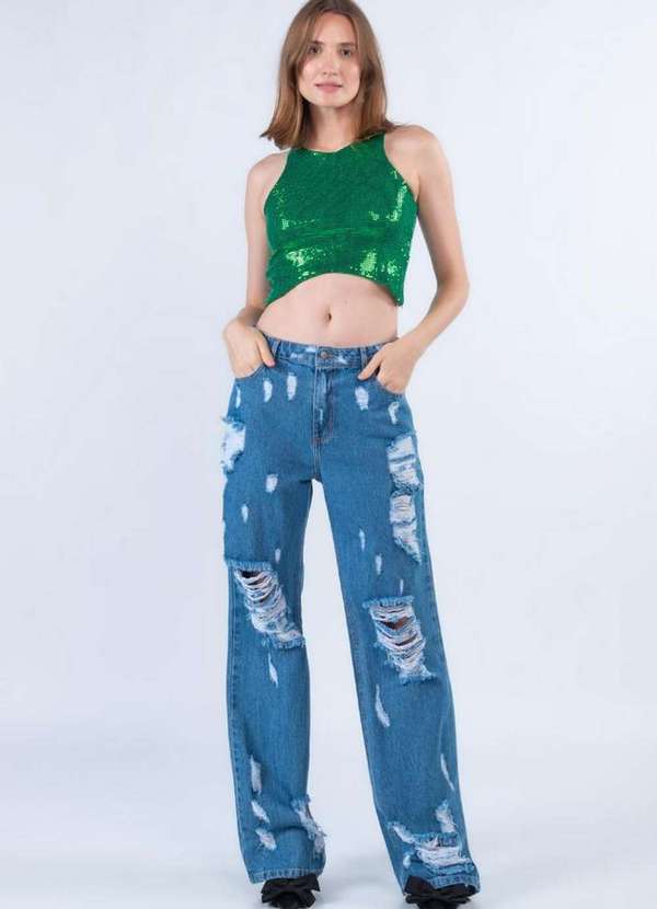 Lamis - Cropped Ilhos com Ziper Verde