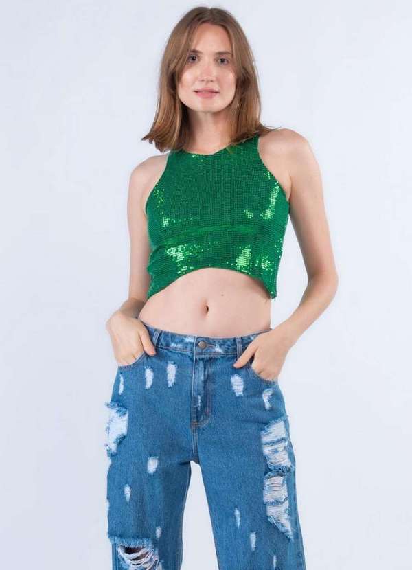 Lamis - Cropped Ilhos com Ziper Verde 2