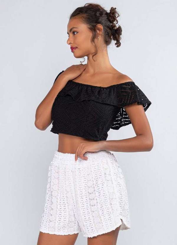 Lamis - Cropped Laise e Malha Ombro a Ombro Preto 3