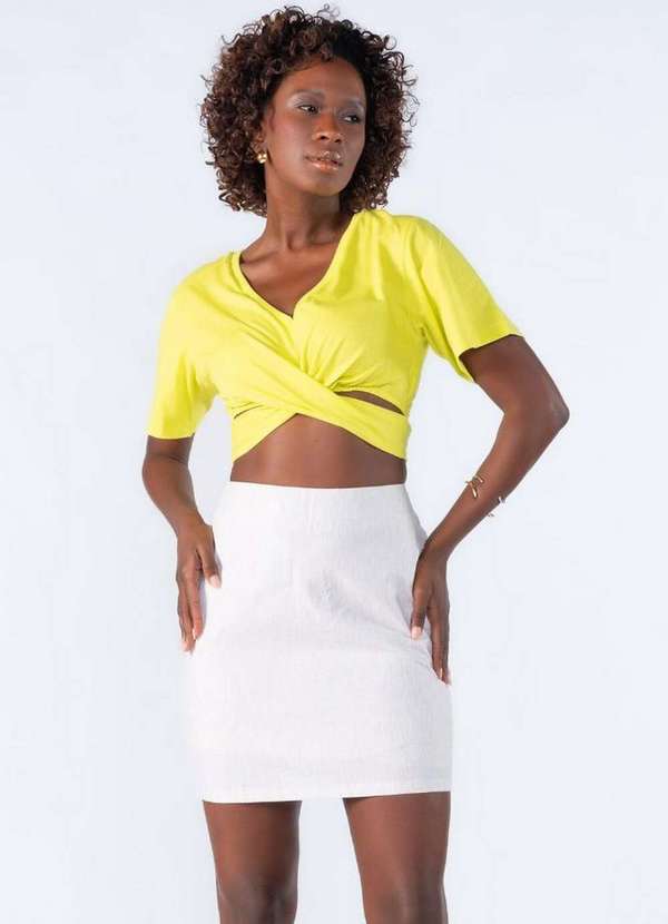 Lamis - Cropped Malha Detalhe Transpassado Verde