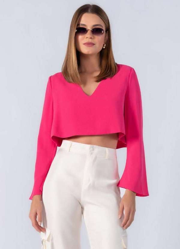 Lamis - Cropped Manga Longa Sino Pink