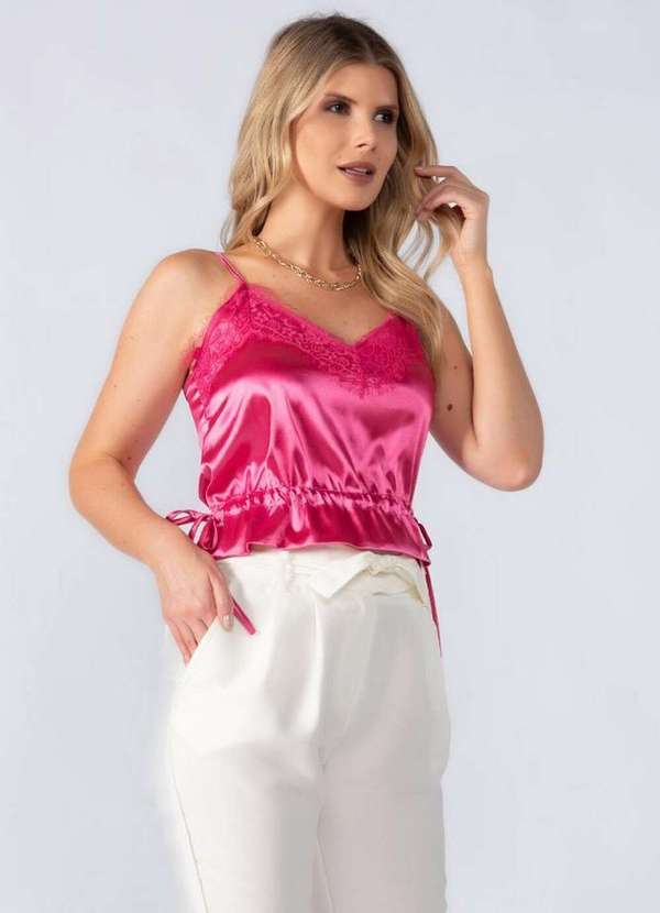 Lamis - Cropped Renda com Ajuste Rosa 3