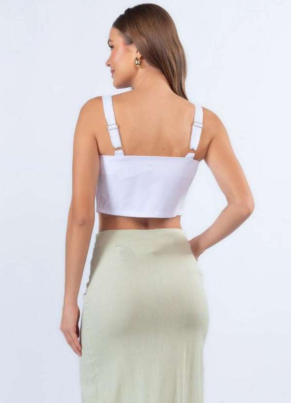 Lamis - Cropped Sarja com Botoes Branco