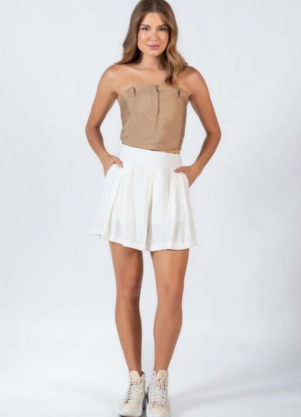 Lamis - Cropped Tomara que Caia Brilho Fosco Caqui