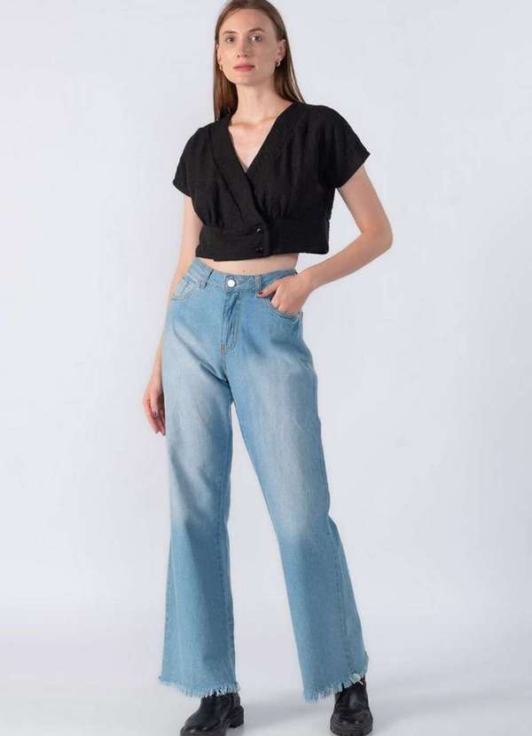 Lamis - Cropped Transpassado com Botoes Preto 2