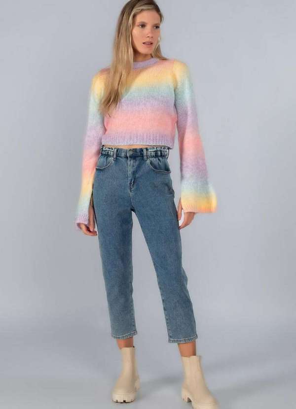 Lamis - Cropped Tricot Color Recorte nas Costas Lilas