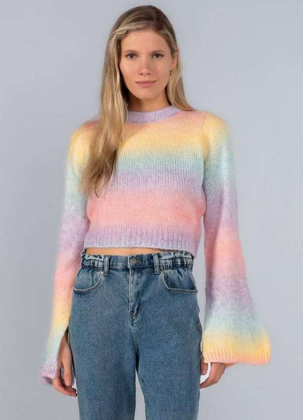 Lamis - Cropped Tricot Color Recorte nas Costas Lilas 2