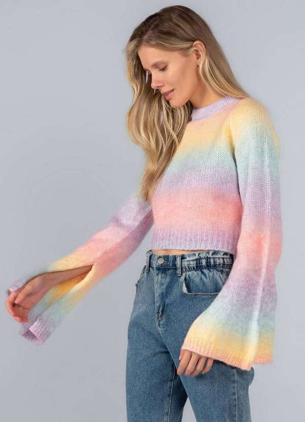 Lamis - Cropped Tricot Color Recorte nas Costas Lilas 3