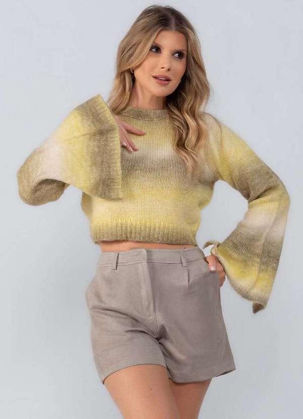 Lamis - Cropped Tricot Color Recorte nas Costas Amarelo